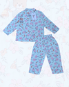 Royal Girls Sets Floral Girls Woven Rayon Button Pajama Set - Blue