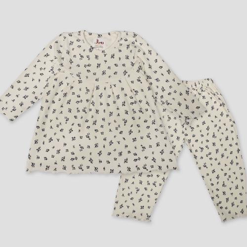 Royal Girls Sets 3 yr Flower Boquete Girls Full Sleeves Pajama Set- Yellow