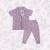 Royal Girls Sets Flower Buds Girls Button Pajama Set - Pink