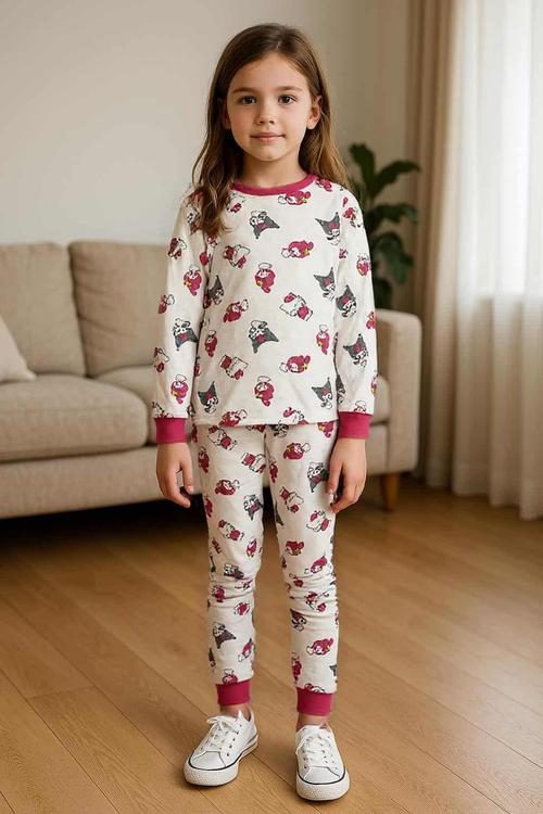 Royal Girls Sets Hello Kitty Girl Full Sleeves Pajama Sets- Red