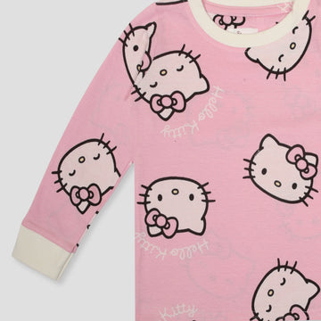 Royal Girls Sets Hello Kitty Girls Full Sleeves Pajama Set - Pink