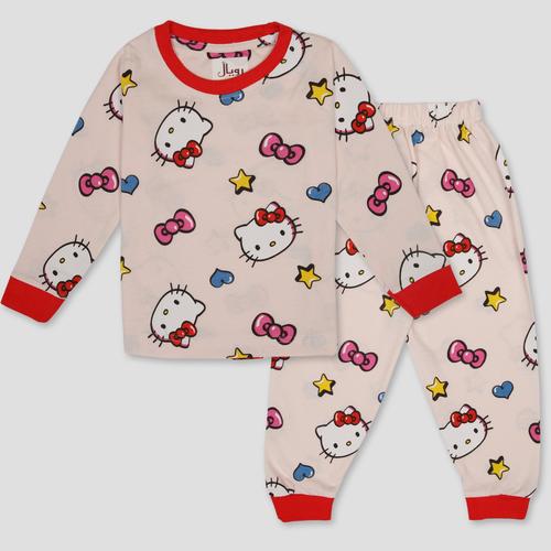 Royal Girls Sets Hello Kitty Girls Full Sleeves Pajama Set - Red