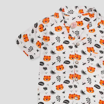 Royal Girls Sets Kitty Girls Button Pajama Set - White