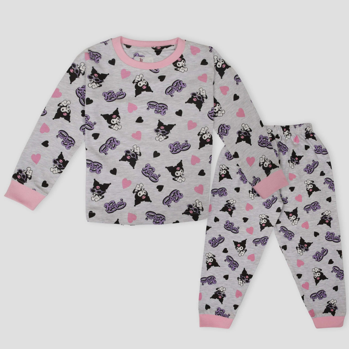 Royal Girls Sets Kuromi Girls Full Sleeves Pajama Set - Grey