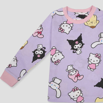 Royal Girls Sets Kuromi Girls Full Sleeves Pajama Set - Purple