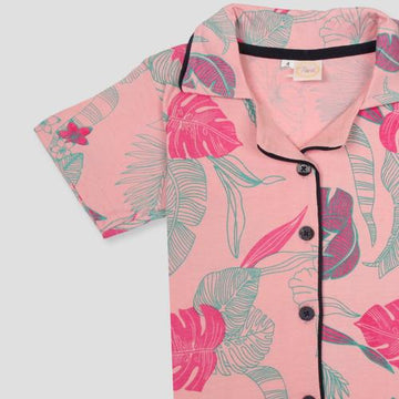 Royal Girls Sets Leaf Girls Button Pajama Set - Pink