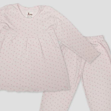 Royal Girls Sets Little Hearts Girls Full Sleeves Pajama Set- Pink
