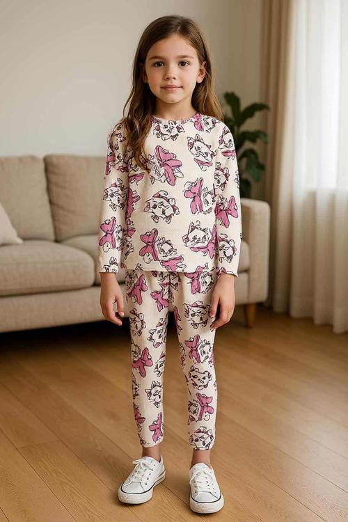 Royal Girls Sets Marie Girl Full Sleeves Pajama Sets- Baby Pink