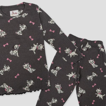 Royal Girls Sets Marie Girls Full Sleeves Pajama Set- Black