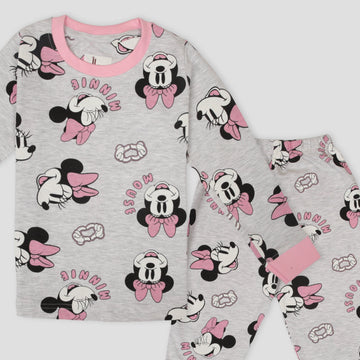 Royal Girls Sets Minnie Girls Full Sleeves Pajama Set - Grey