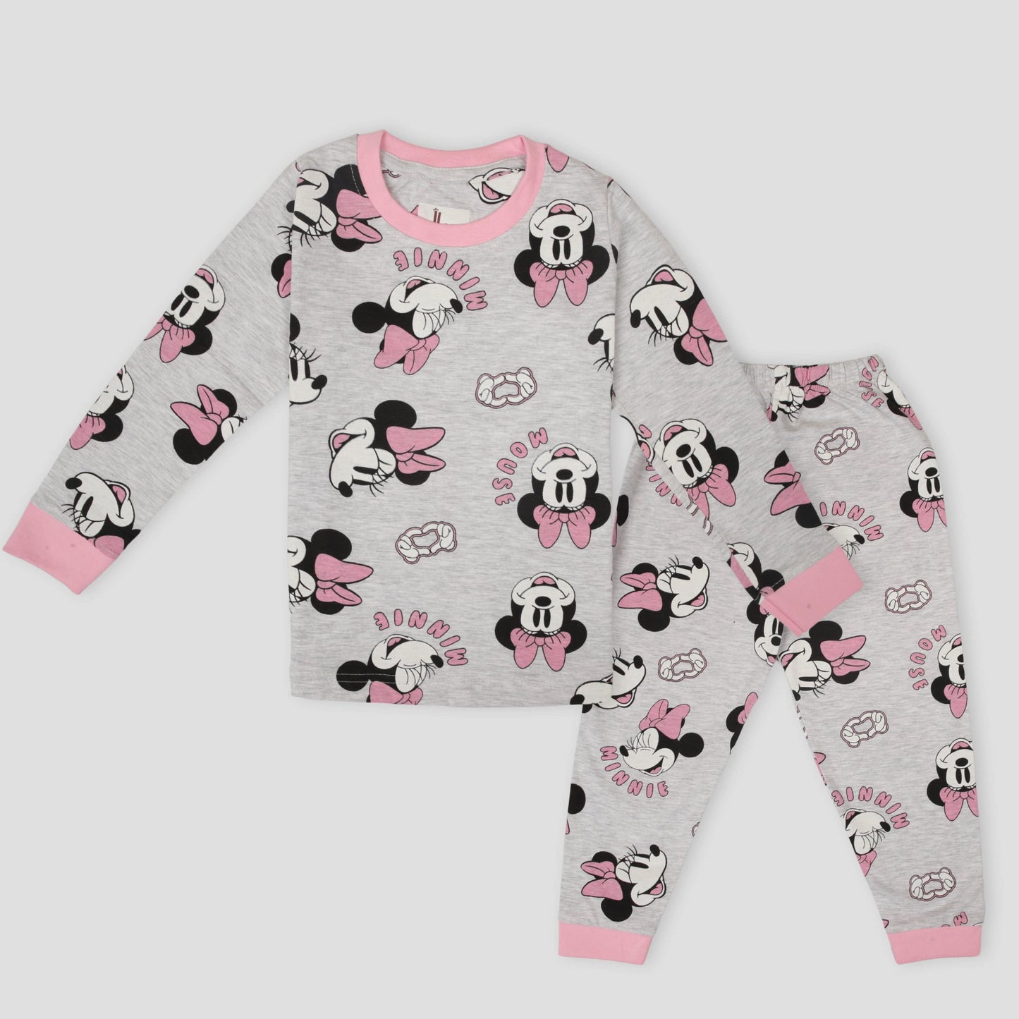 Royal Girls Sets Minnie Girls Full Sleeves Pajama Set - Grey