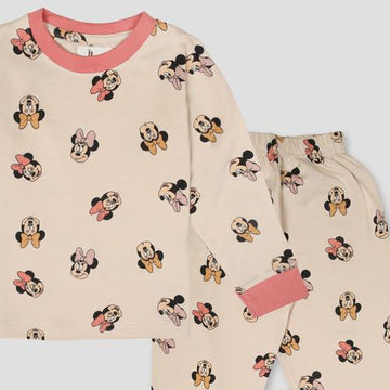 Royal Girls Sets Minnie Girls Full Sleeves Pajama Set - Peach