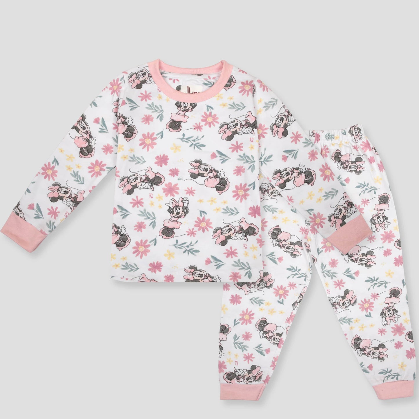 Royal Girls Sets Minnie Girls Full Sleeves Pajama Set - White