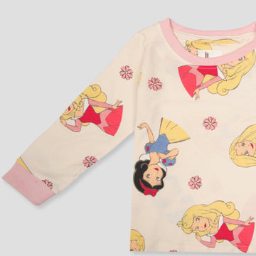 Royal Girls Sets Princess Girls Full Sleeves Pajama Set - Cream