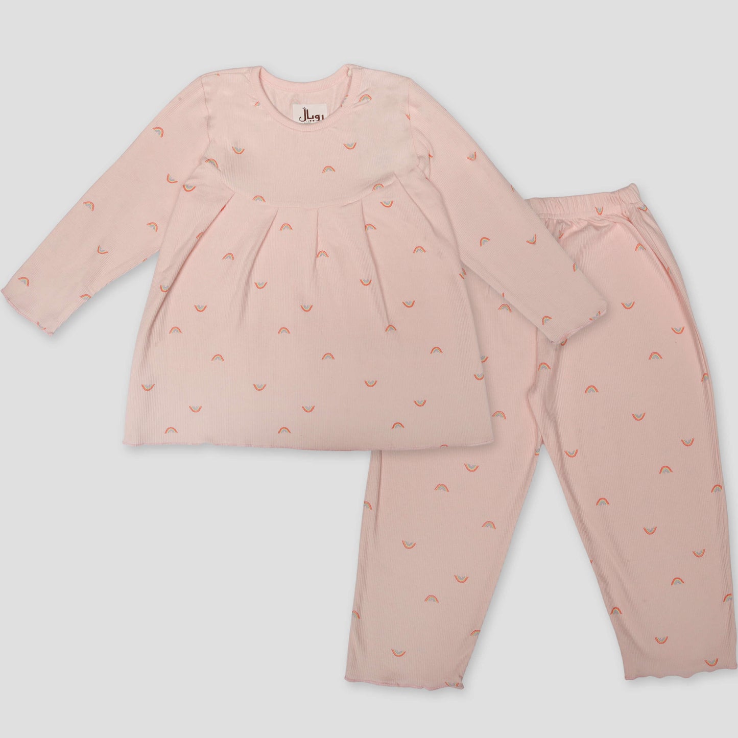 Royal Girls Sets 3 yr Rainbow Girls Full Sleeves Pajama Set- Pink