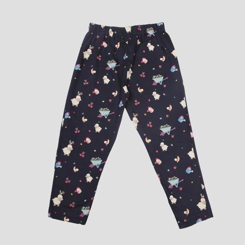 Royal Girls Sets Sheep Girls Full Sleeves Button Pajama Set - Black
