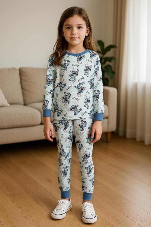 Royal Girls Sets Stitch Girl Full Sleeves Pajama Sets- Blue