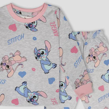 Royal Girls Sets Stitch Girls Full Sleeves Pajama Set - Grey