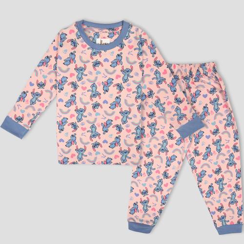 Royal Girls Sets Stitch Girls Pajama Set - Peach