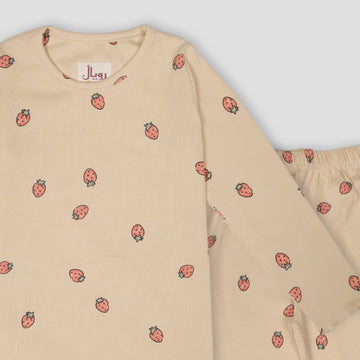 Royal Girls Sets Strawberry Girls Full Sleeves Pajama Set - Brown