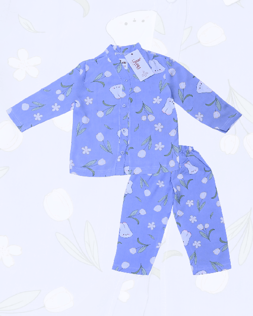 Royal Girls Sets Tulip Girls Woven Rayon Button Pajama Set - Blue