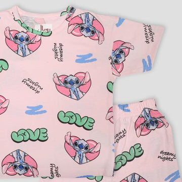 Royal Girls Shorts set Love Stitch Girl Shorts Set - Pink