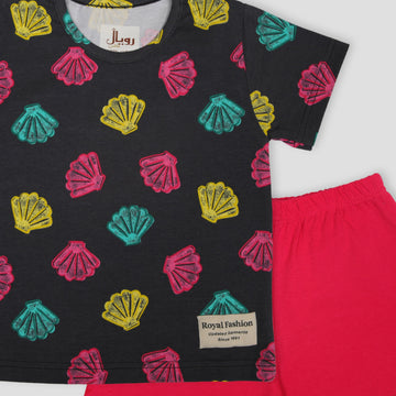 Royal Girls Shorts set Sea Shells Girls Shorts Set - Black