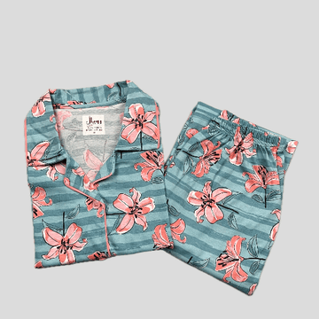 Royal Women Pajama Set Florista Women Button Pajama Set - Blue