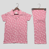 Royal Women Pajama Set Polka Dots Women Button Pajama Set - Pink