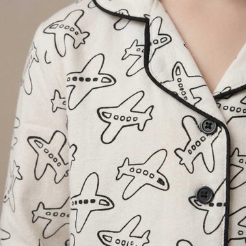 Jet Set Jammies Boy Button Pajama Set - White