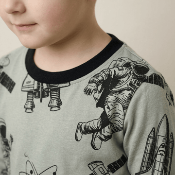 Astronaut In Training Boys Full Sleeves Pajama Set - Grey