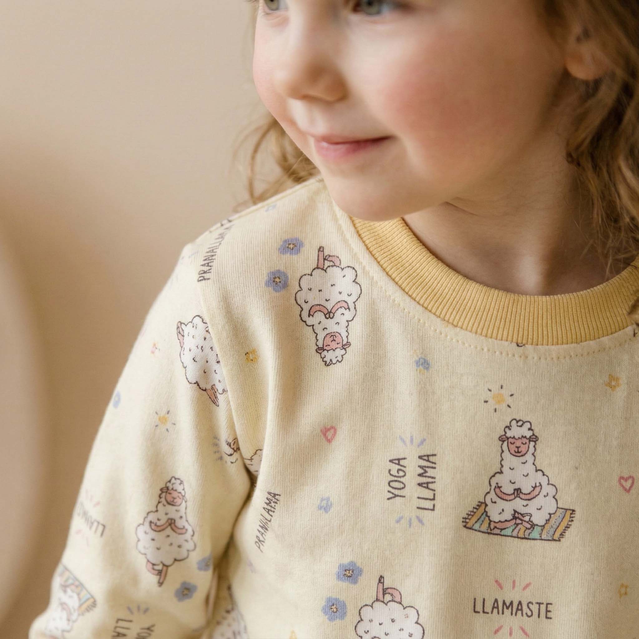 Yoga Lama Girl Pajama Set - Yellow