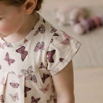 Dusty Butterfly Girls Short Set- Creme