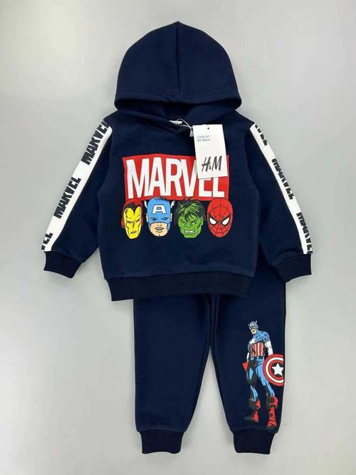 Zara Boys Sets Marvel Boy Hoodies Set- Navy Blue