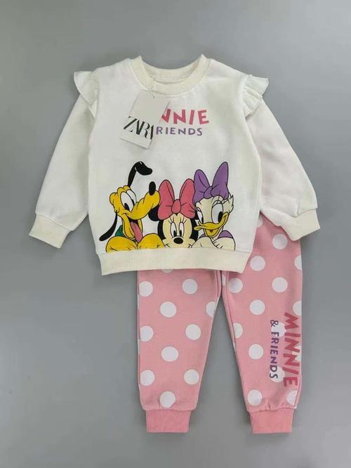 Zara Girls Sets Minnie Friends Girl Sweatshirt Set- White