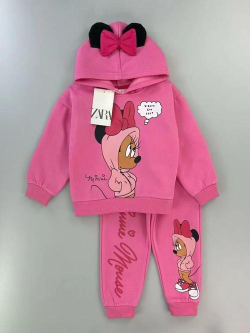 Zara Girls Sets Minnie Mouse Girl Hoodie Set- Pink