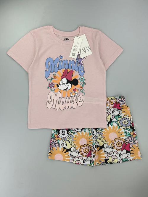 Zara Girls Shorts set 3 yr Minnie Mouse Girls Shorts Set Zara-Dark Pink
