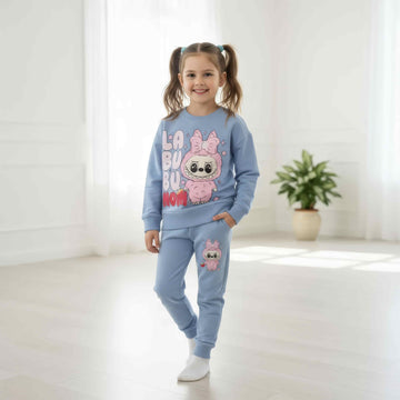 Labubu Girl Sweatshirt Set- Blue