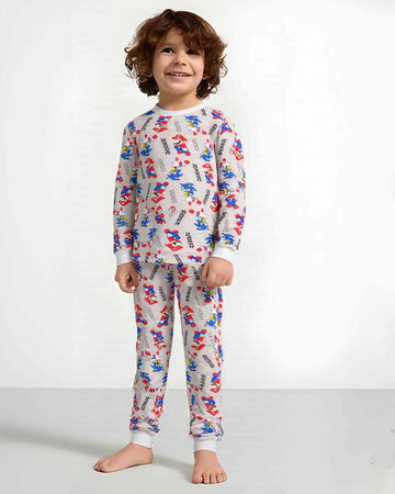 Sonic Mario Boy Cotton Fleece Pajamas Set- Grey