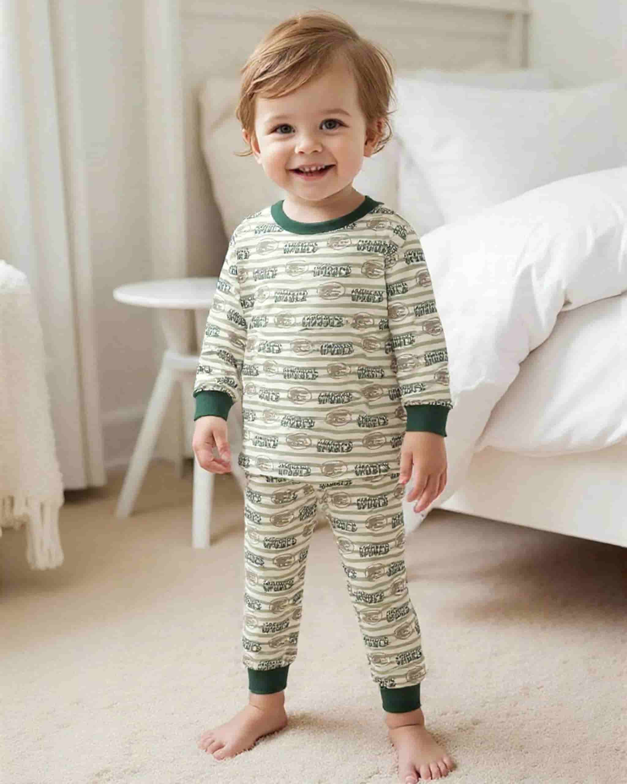 Jurassic World Baby Boy Full Sleeves Pajama Set- Green
