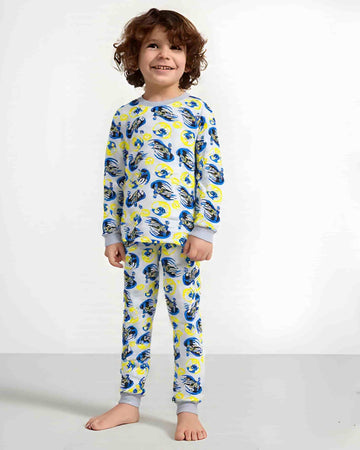 Batman Boy Cotton Fleece Pajamas Set- Grey