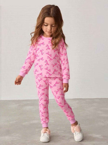 Barbie Girl Cotton Fleece Pajamas Set- Pink