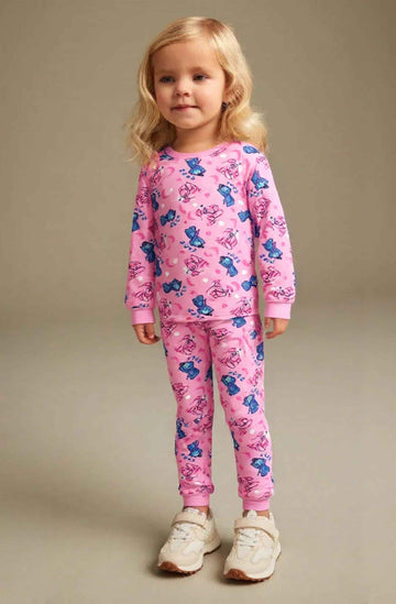 Lilo Stitch Girl Cotton Fleece Pajamas Set- Pink
