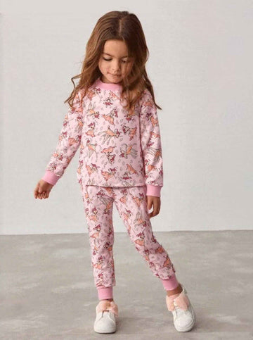 Bambi Girl Cotton Fleece Pajamas Set- Pink