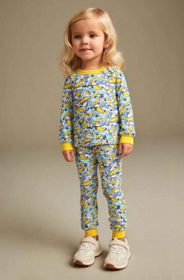 Daisy Girl Cotton Fleece Pajamas Set- Yellow