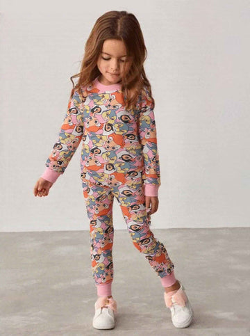 Bambi Thumber Girl Cotton Fleece Pajamas Set- Dark Pink