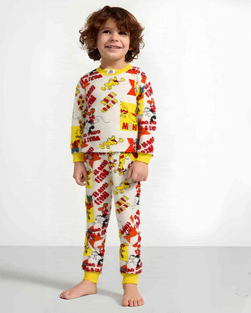 Mickey Boy Cotton Fleece Pajamas Set- Yellow
