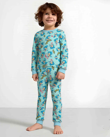 Sonic Boy Cotton Fleece Pajamas Set- Blue