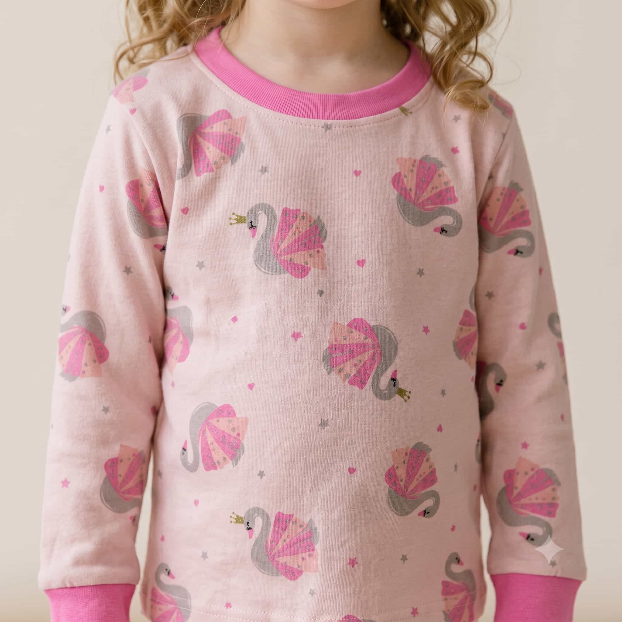 Swan Princess Girls Full Sleeves Pajama Set - Pink
