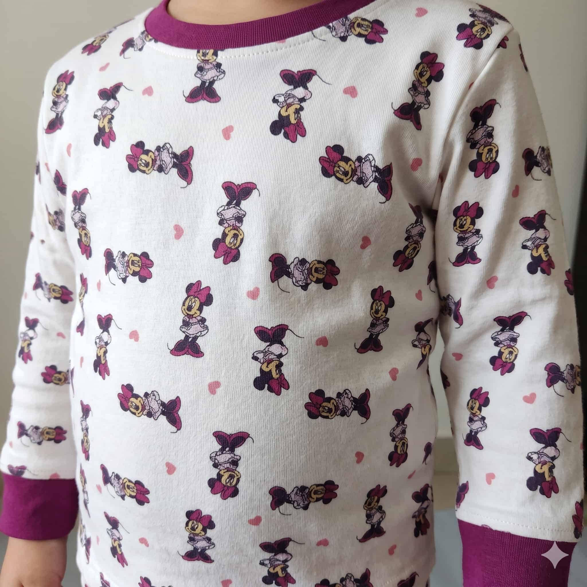 Minnie Mouse Baby Girls Full Sleeves Pajama Set - Cream